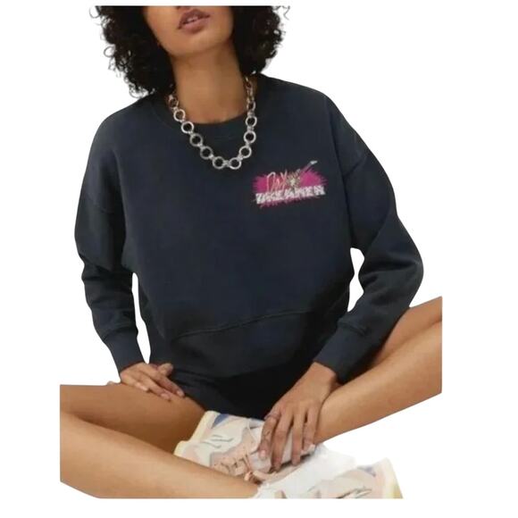 Daydreamer Street Guitar Shop Shrunken Crew Sweatshirt Vintage Black 2X NWT - Picture 3 of 10